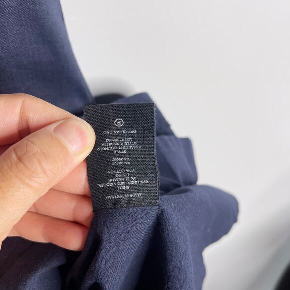 Theory 10 Navy Blue Didianne Linen Sleeveless Shift Dress Straight Cut Pockets - Picture 8 of 9